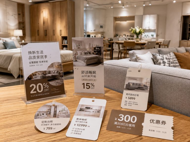 定兴县家具门店单页海报与吊牌